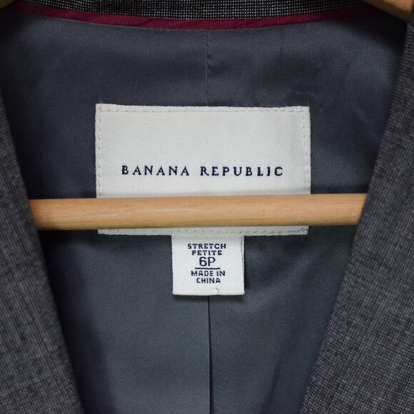 Vintage Banana Republic Jackson Gray Wool Suit Blazer & Wide Leg Pants Sz 6P/4P - Picture 6 of 13